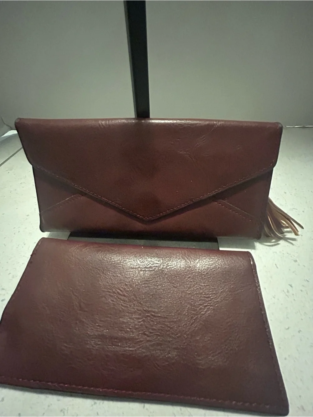Maroon Leather Clutch Wallet and Card Holder
